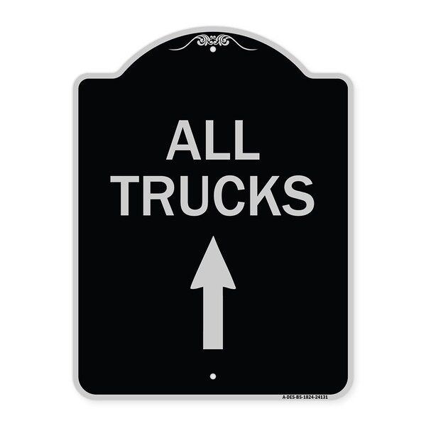 Signmission Driveway All Trucks Move Ahead W/ Up Arrow Heavy-Gauge Aluminum Sign, 24" x 18", BS-1824-24131 A-DES-BS-1824-24131 - main